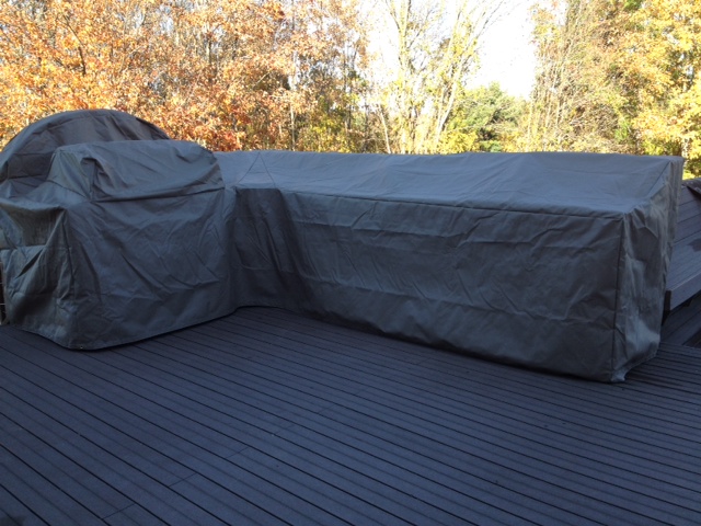 L-shaped outdoor kitchen cover